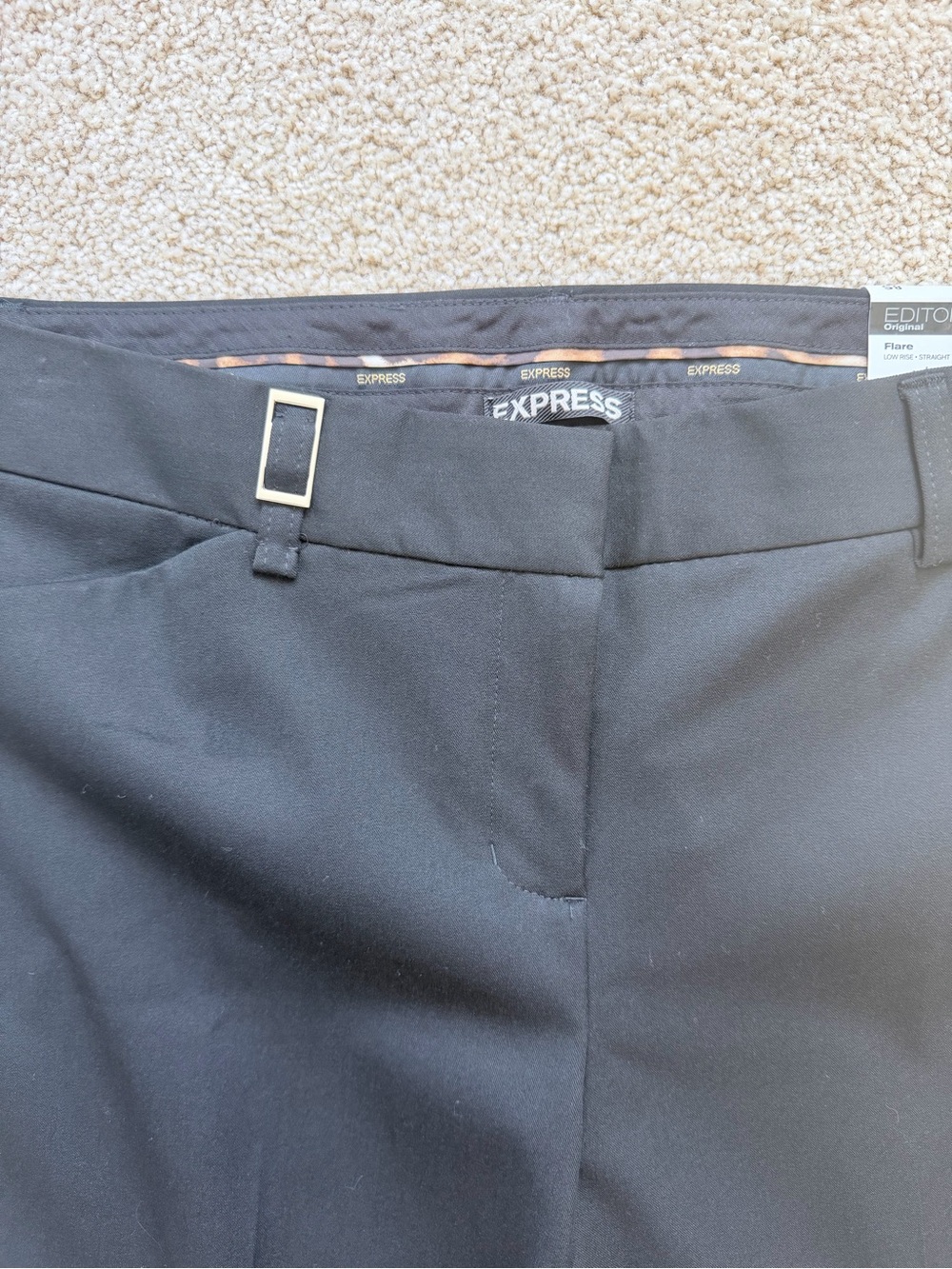 Y2K Express Editor Original Black Low Rise Flare Dress Pants Size 8 Short NWT
